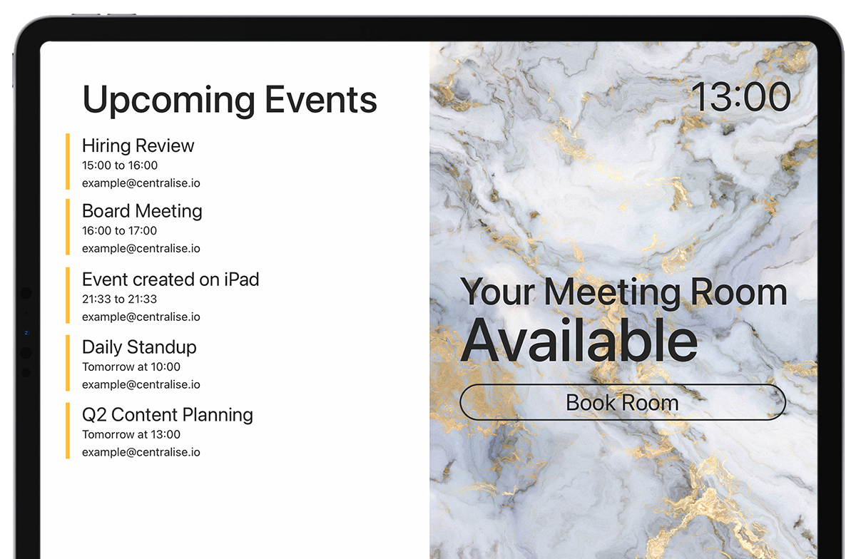 Screenshot of app with marble background